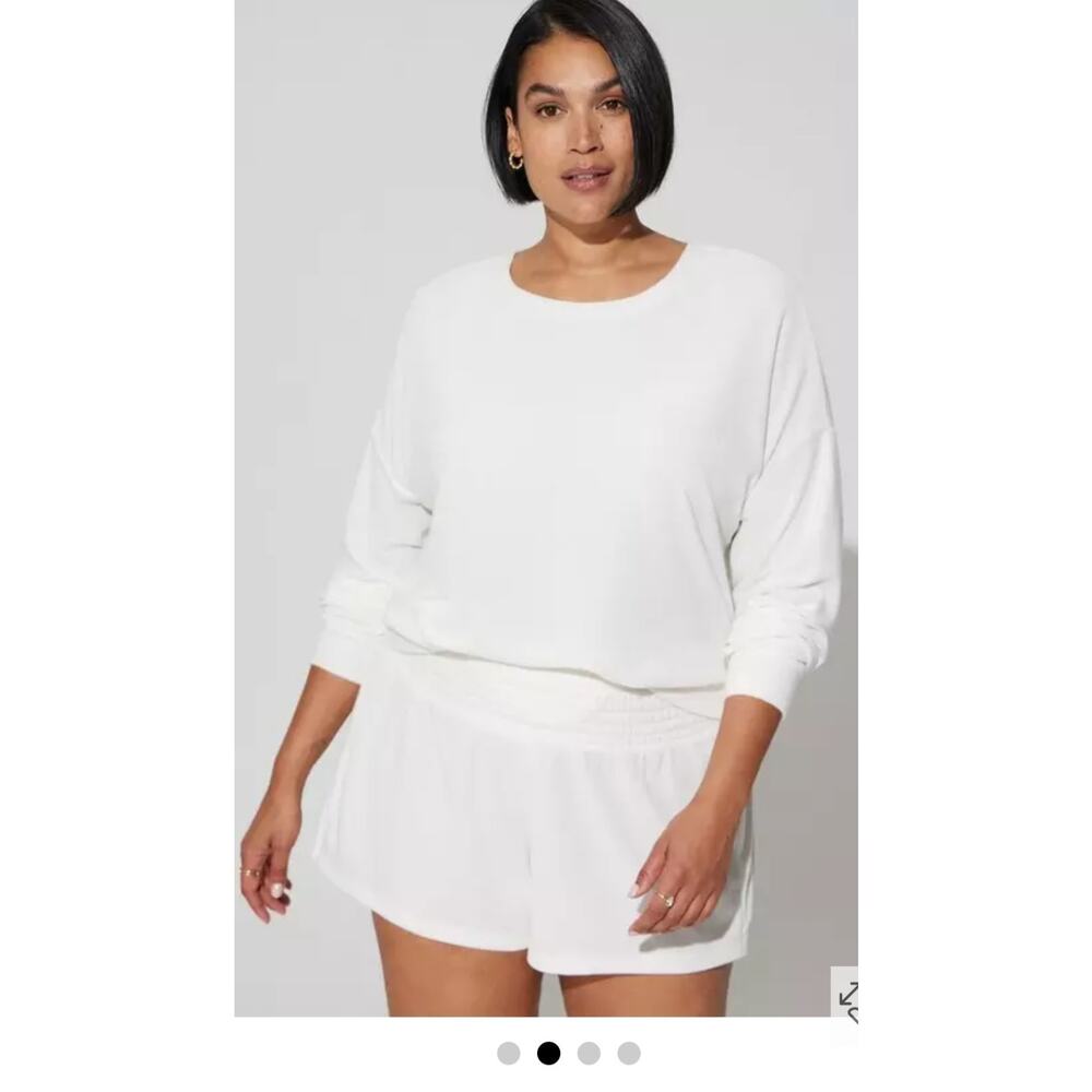 NWT Torrid 0 Large 12 Cloud Dancer Sweatshirt & short Beach Coverup Terry Cloth